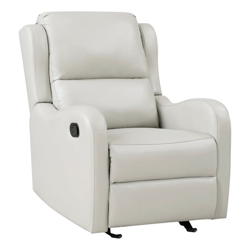 Pemberly Row Faux Leather Glider Manual Recliner 300 lbs Capacity in Taupe