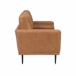 Pemberly Row Polished Microfiber Loveseat with Bolster Pillows in Brown