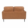 Pemberly Row Polished Microfiber Loveseat with Bolster Pillows in Brown