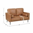 Pemberly Row Polished Microfiber Loveseat with Bolster Pillows in Brown