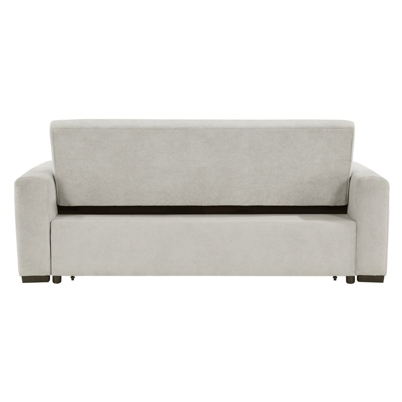 Pemberly Row Fabric Convertible Sofa with Pull-Out Bed in Light Gray
