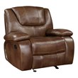Pemberly Row Top Grain Leather Match Glider Reclining Chair in Brown