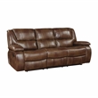 Pemberly Row Top Grain Leather Match Double Reclining Sofa 300 lbs in Brown