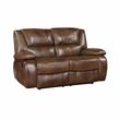 Pemberly Row 2-Piece Top Grain Leather Match Reclining Sofa Set in Brown