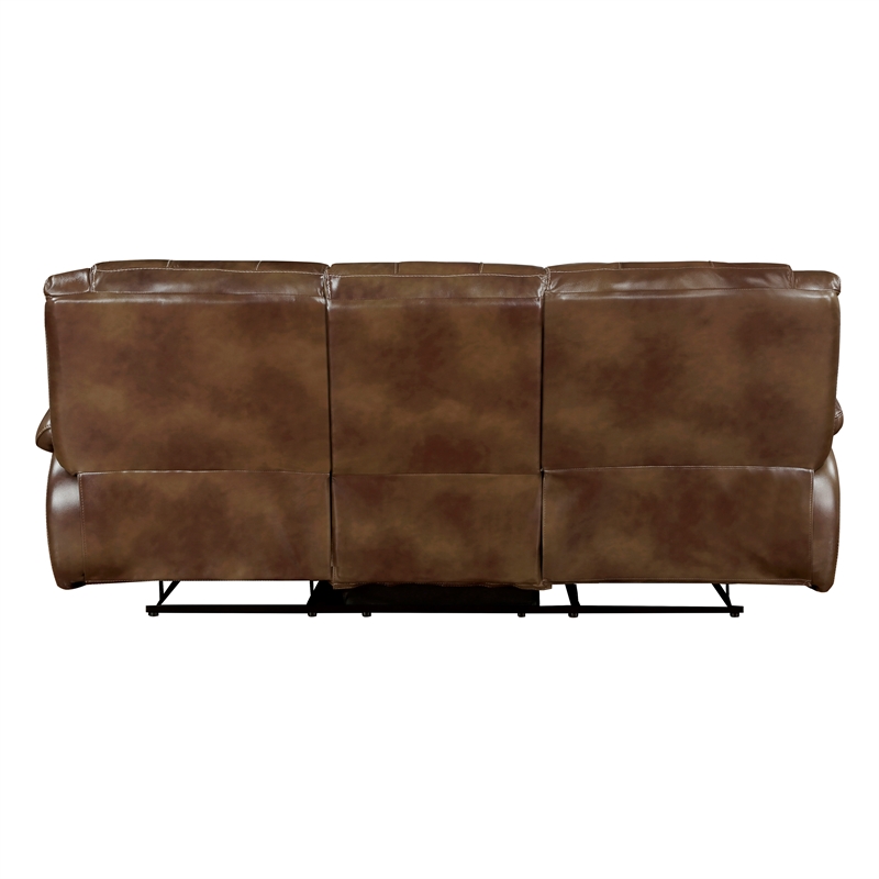 Pemberly Row 2-Piece Top Grain Leather Match Reclining Sofa Set in Brown