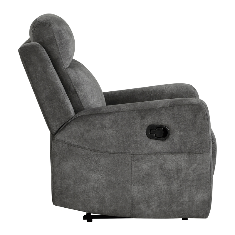 Pemberly Row Textured Microfiber Reclining Chair 300 lbs in Brownish Gray