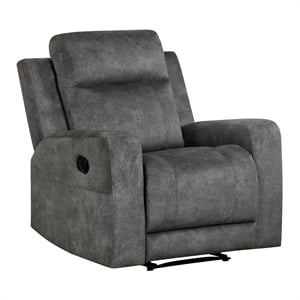 Pemberly Row Textured Microfiber Reclining Chair 300 lbs in Brownish Gray