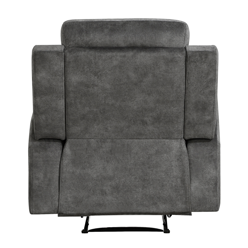 Pemberly Row Textured Microfiber Reclining Chair 300 lbs in Brownish Gray