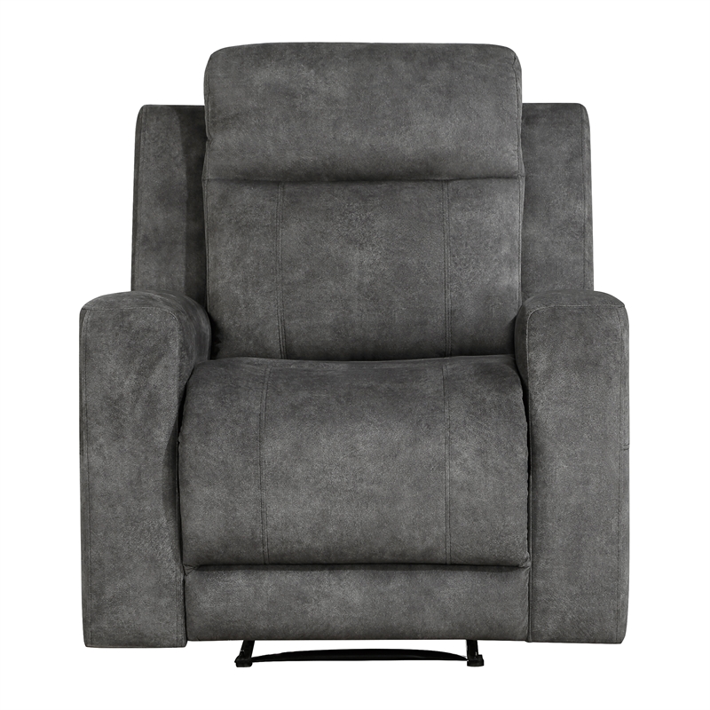 Pemberly Row Textured Microfiber Reclining Chair 300 lbs in Brownish Gray