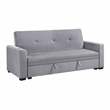 Pemberly Row Velvet Convertible Sofa with Pull-Out Bed and USB Charging in Gray