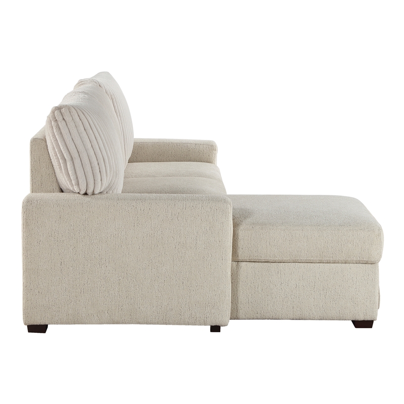 Pemberly Row 2-Piece Boucle and Corduroy Sectional with Left Chaise in Beige