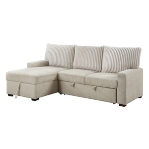 Pemberly Row 2-Piece Boucle and Corduroy Sectional with Left Chaise in Beige