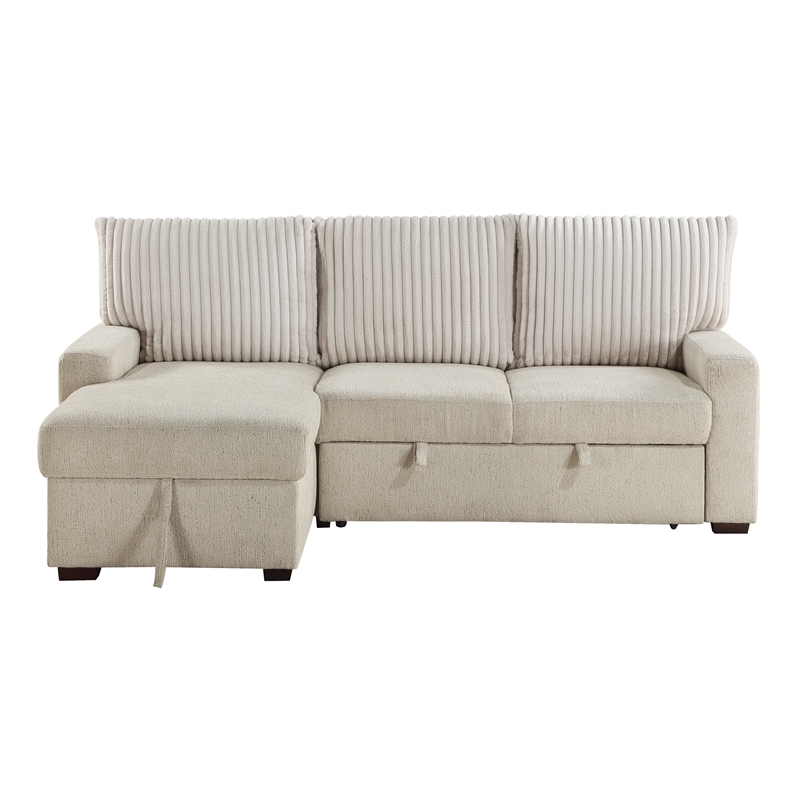 Pemberly Row 2-Piece Boucle and Corduroy Sectional with Left Chaise in Beige