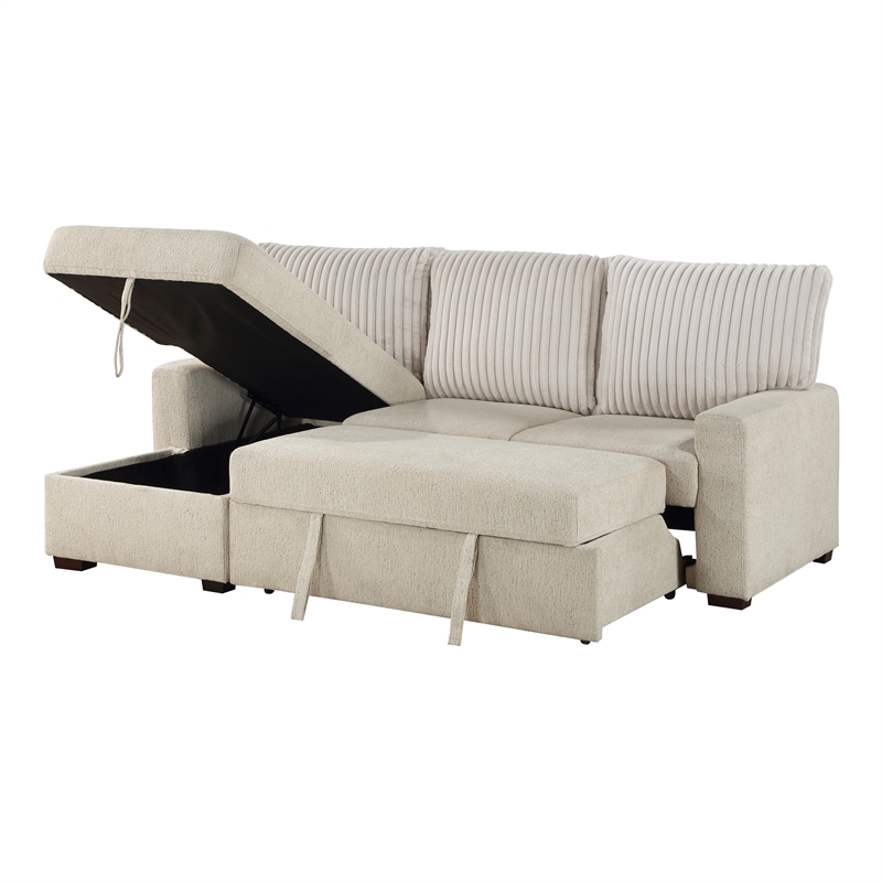 Pemberly Row 2-Piece Boucle and Corduroy Sectional with Left Chaise in Beige