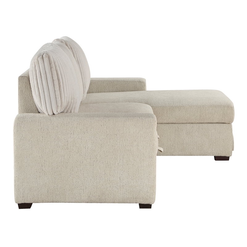 Pemberly Row 2-Piece Boucle and Corduroy Sectional with Right Chaise in Beige