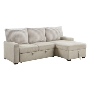 Pemberly Row 2-Piece Boucle and Corduroy Sectional with Right Chaise in Beige