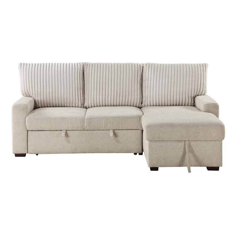 Pemberly Row 2-Piece Boucle and Corduroy Sectional with Right Chaise in Beige