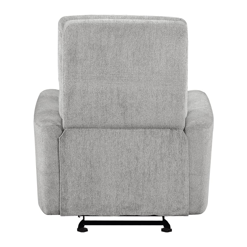 Pemberly Row Chenille Glider Reclining Chair 300 lbs Capacity in Gray