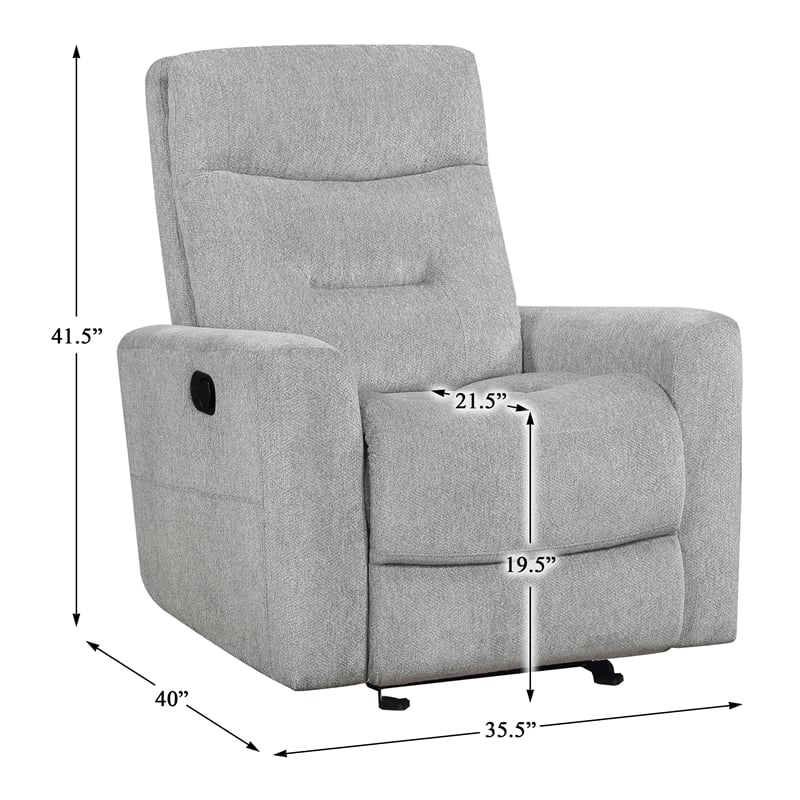 Pemberly Row Chenille Glider Reclining Chair 300 lbs Capacity in Gray
