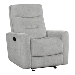 Pemberly Row Chenille Glider Reclining Chair 300 lbs Capacity in Gray