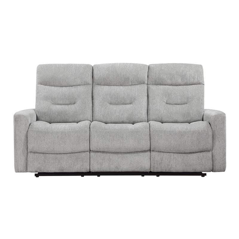 Pemberly Row Chenille Double Reclining Sofa 300 lbs Capacity in Gray