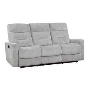 Pemberly Row Chenille Double Reclining Sofa 300 lbs Capacity in Gray