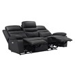 Pemberly Row Top Grain Leather Power Double Reclining Sofa with USB in Black