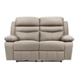 Pemberly Row Top Grain Leather Power Double Reclining Love Seat in Latte