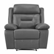 Pemberly Row Top Grain Leather Reclining Chair 300 lbs in Dark Gray