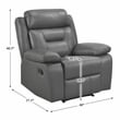 Pemberly Row Top Grain Leather Reclining Chair 300 lbs in Dark Gray