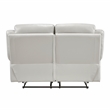 Pemberly Row Top Grain Leather Double Reclining Love Seat in Silver