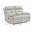 Pemberly Row Top Grain Leather Double Reclining Love Seat in Silver