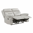 Pemberly Row Top Grain Leather Double Reclining Love Seat in Silver