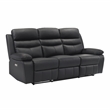 Pemberly Row 2-Piece Top Grain Leather Power Reclining Sofa Set in Black