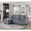 Pemberly Row 3-Piece Corduroy Reversible Sectional with Pull-Out Bed - Dark Gray