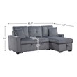 Pemberly Row 3-Piece Corduroy Reversible Sectional with Pull-Out Bed - Dark Gray