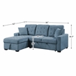 Pemberly Row 2-Piece Textured Fabric Sectional with Left Chaise and Bed in Blue