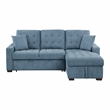 Pemberly Row 2-Piece Textured Fabric Sectional with Right Chaise and Bed in Blue