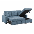 Pemberly Row 2-Piece Textured Fabric Sectional with Right Chaise and Bed in Blue