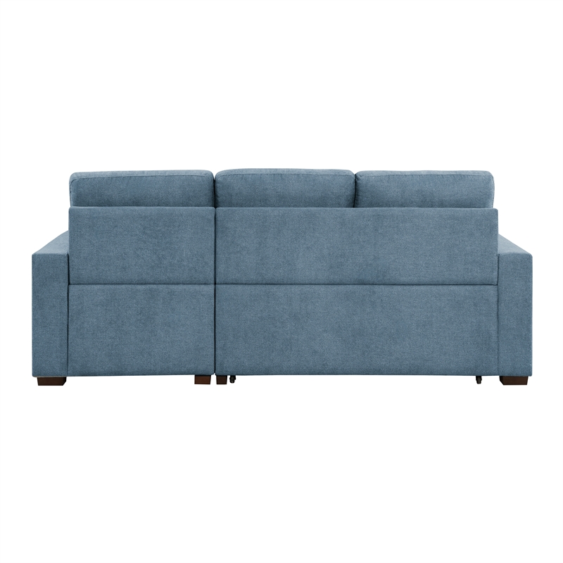 Pemberly Row 2-Piece Textured Fabric Sectional with Right Chaise and Bed in Blue