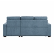 Pemberly Row 2-Piece Textured Fabric Sectional with Right Chaise and Bed in Blue