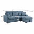 Pemberly Row 2-Piece Textured Fabric Sectional with Right Chaise and Bed in Blue