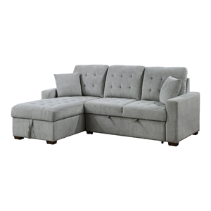Pemberly Row 2-Piece Textured Fabric Sectional with Left Chaise and Bed in Gray