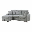 Pemberly Row 2-Piece Textured Fabric Sectional with Left Chaise and Bed in Gray