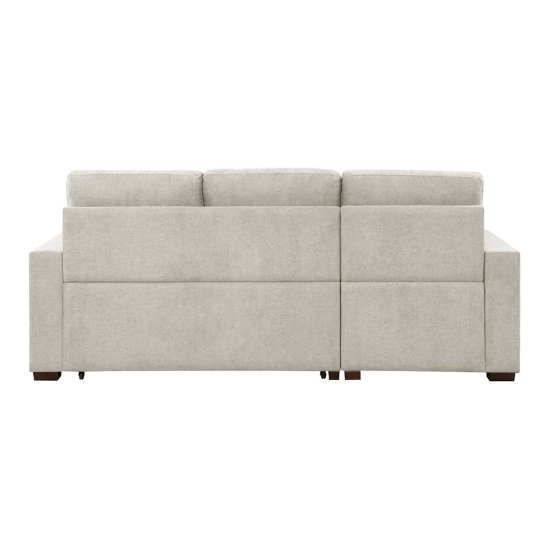 Pemberly Row 2-Piece Textured Fabric Sectional with Left Chaise and Bed in Sand