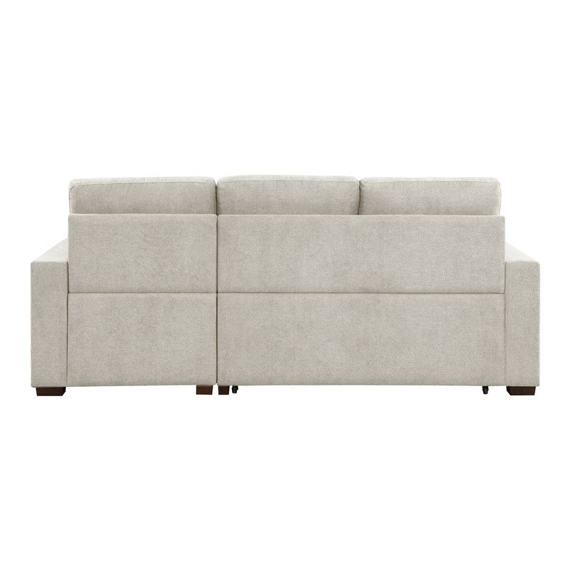 Pemberly Row 2-Piece Textured Fabric Sectional with Right Chaise and Bed in Sand