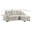 Pemberly Row 2-Piece Textured Fabric Sectional with Right Chaise and Bed in Sand