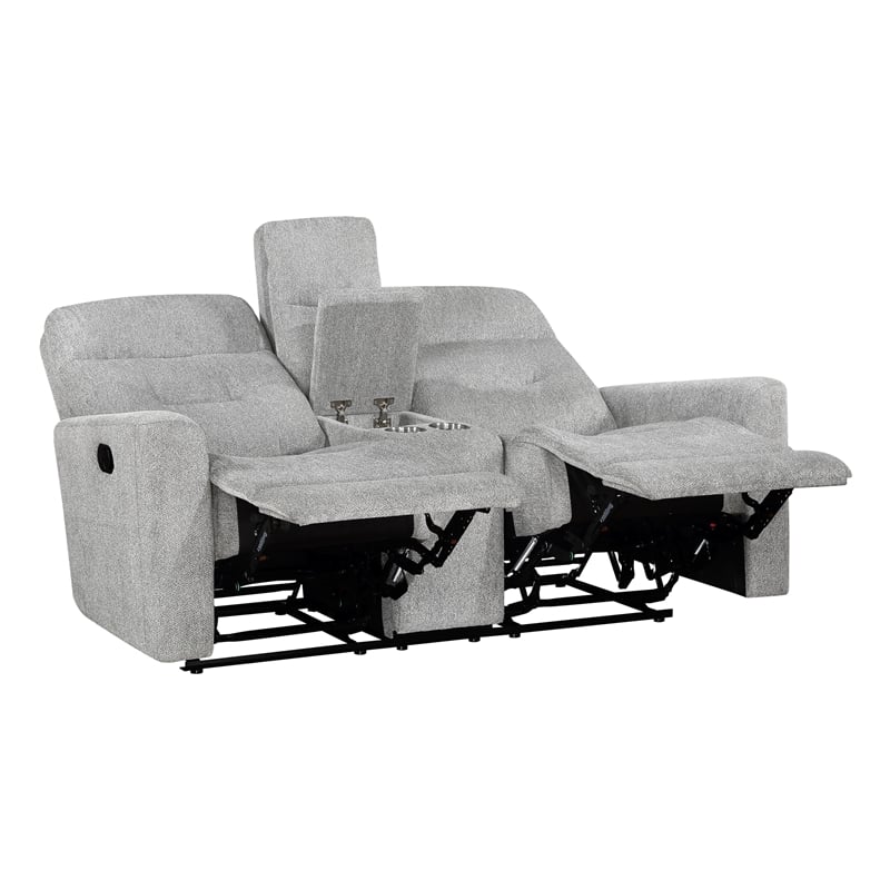 Pemberly Row 2-Piece Chenille Reclining Sofa Set with Console in Gray