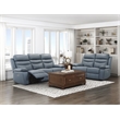 Pemberly Row 2-Piece Top Grain Leather Power Reclining Sofa Set in Blue