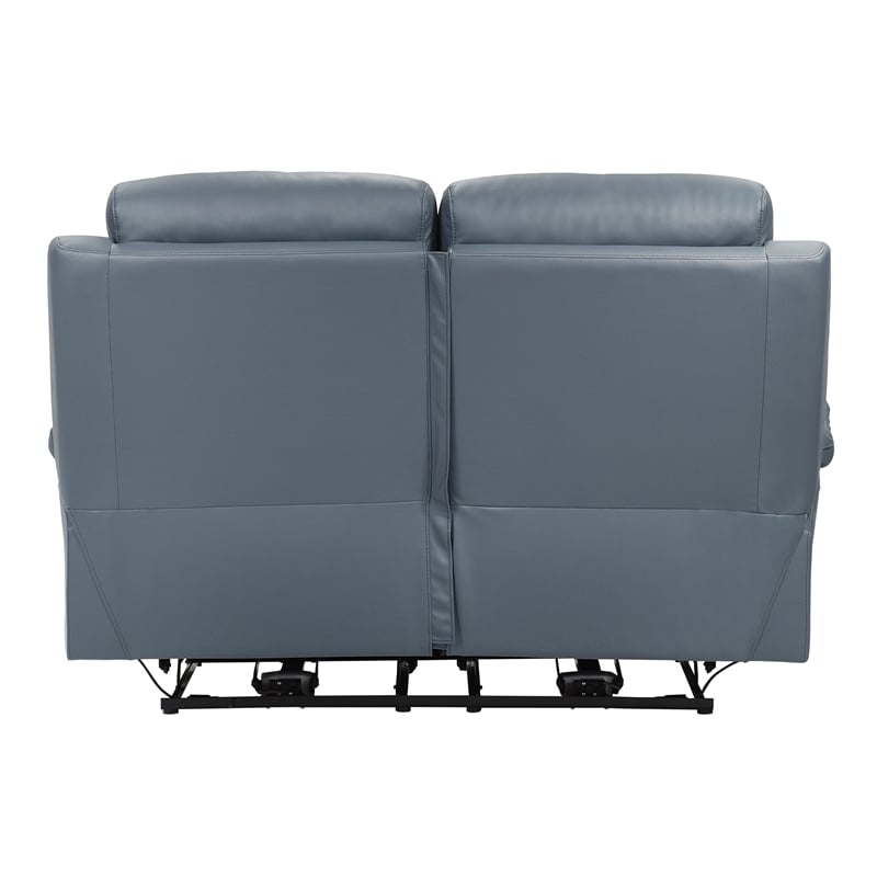 Pemberly Row 2-Piece Top Grain Leather Power Reclining Sofa Set in Blue